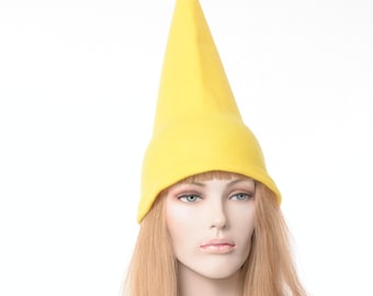 Yellow Gnome Hat Tall Pointed Costume Wizard Cap Elf Cap Adult Men Women Cosplay Holiday Elf Cap