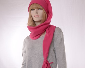 Stocking Cap Extra Long Magenta Pink Wrap around Hat 5 ft Long Coil hat Face Covering