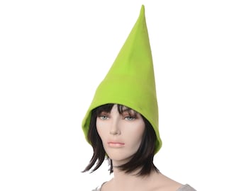 Green Gnome Hat Tall Pointed  Costume Wizard Cap Elf Cap Adult Men Women Fleece Christmas Elf Hat Bright