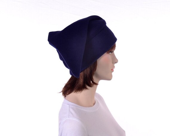 Navy Blue Elf Hat Stocking Cap Pointed 