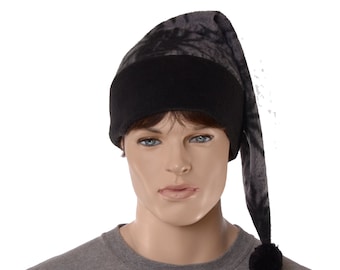 Black Gray Stocking Cap with Pompom Spider Print Pointed Fleece Elf Goth Cosplay Unisex Adult Men Women