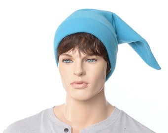 Elf Hat Turquoise Fleece Pointed Beanie Dwarf Cap Sock Hat Adult Men WomenCosplay