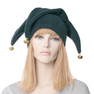 Jester Hat Dark Green Three Pointed Joker Halloween Costume Hat with Bells Cosplay Adult Men Women Ren Faire image 2