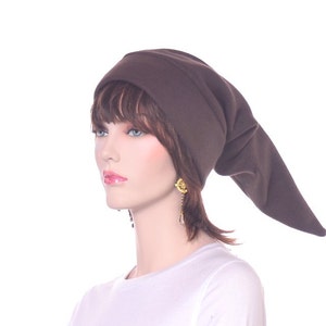 Elf Hat Brown Long Pointed Stocking Cap Handmade Cosplay Dwarf Adult Men Women Fleece