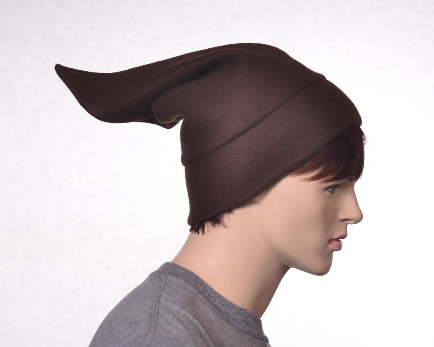 Brown Elf Hat Pointed Costume Beanie Cap Adult Dwarf Brownie Cosplay