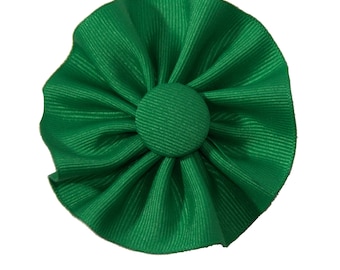 Green Cockade Ribbon Hat Trim Brooch Irish Rosette Cosplay