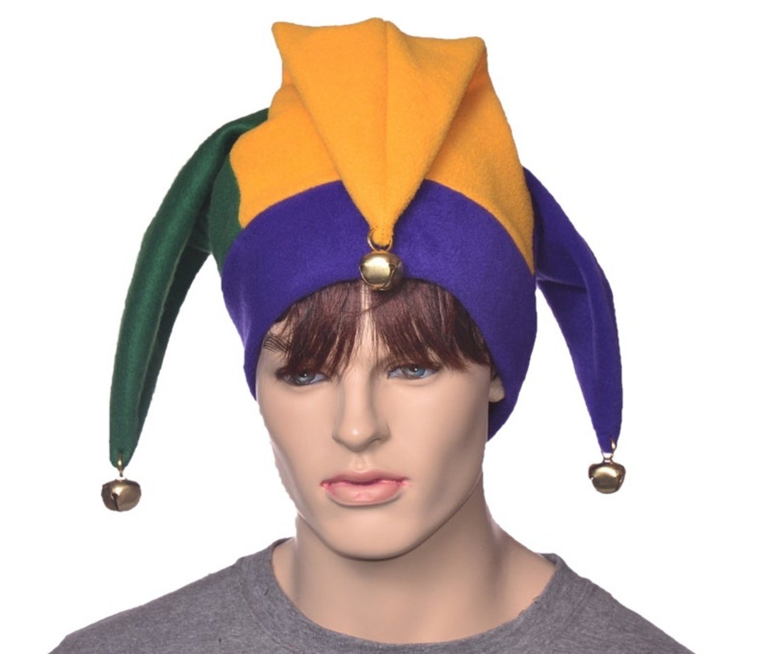 Jester Hat New Orleans Three Point Harlequin Cap Bells Fleece Etsy
