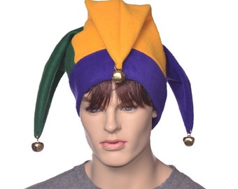 Jester Hat New Orleans Three Point Fools Cap Bells Fleece Mardi Gras Carnival Fleece Cosplay Adult Men Women