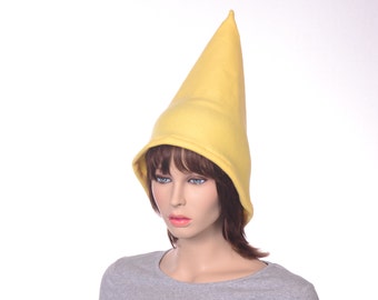 Yellow Gnome Hat Tall Pointed Costume Wizard Cap Elf Cap Adult Men Women Cosplay Holiday Elf Cap