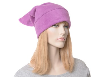 Elf Hat Purple Raspberry Fleece Pointed Beanie Dwarf Cap Sock Hat Adult Men Women Cosplay