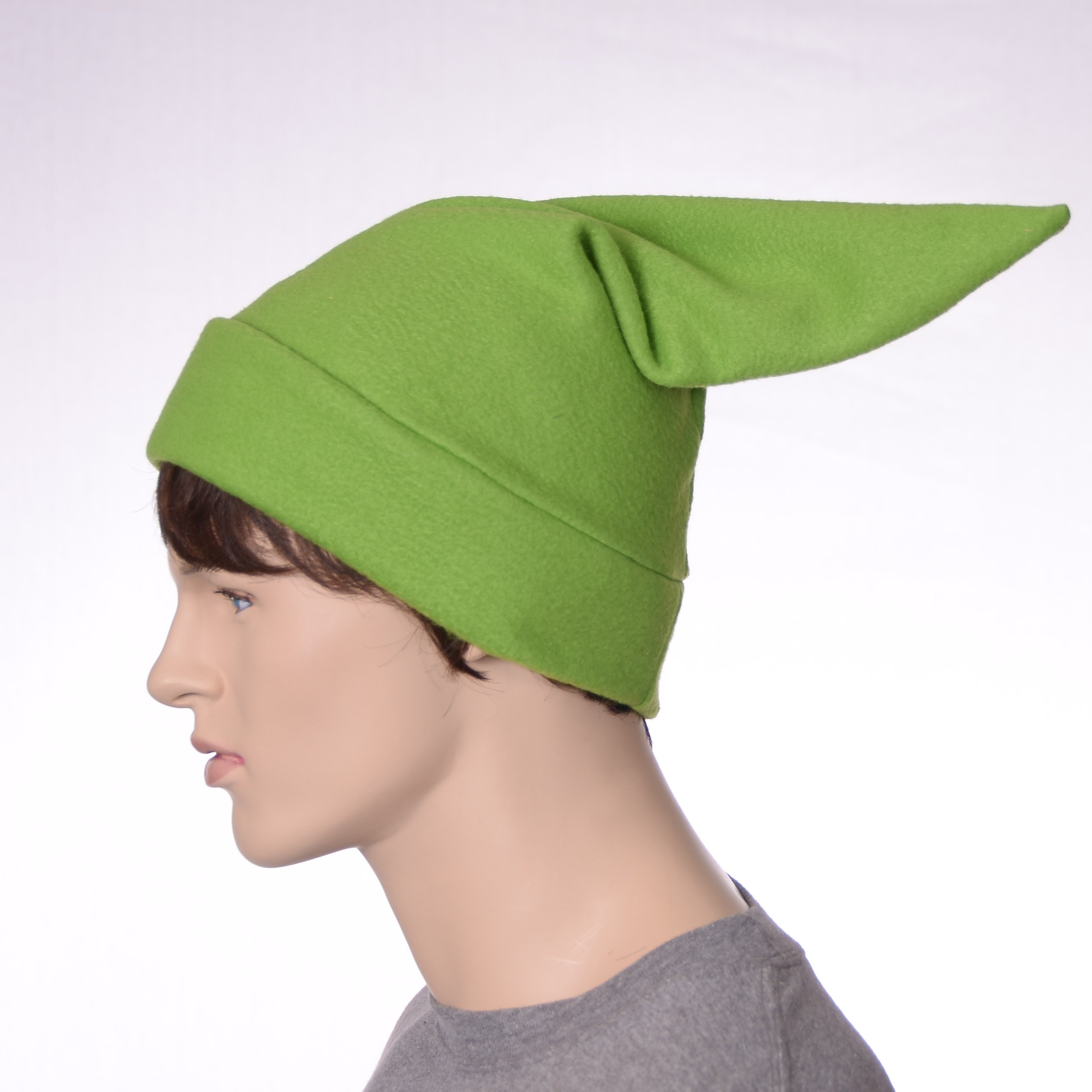 Elf Hat Green Pointed Fleece Stocking Cap Ogre Dwarf Cap Long Pointed