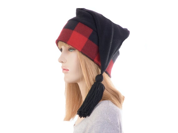 Buffalo Plaid Stocking Cap Red Gray 