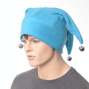 Jester Hat Turquoise Blue Three Pointed Joker Halloween Costume Hats Bells Cosplay Adult Men Women Renaissance Festival Harlequin Cap
