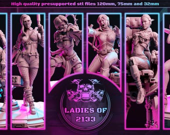 6 magnifiques figurines féminines de science-fiction 120 mm ou 75 mm