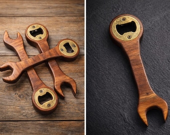 Handmade Wooden Wrench Bottle Opener – Walnut Wood, Groomsmen Gift