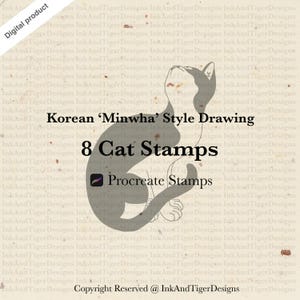 8 Cat Procreate Stamp Brushes, procreate stamps, procreate brushes, procreate tattoo brushes, procreate animal stamps, iPad digital stamps