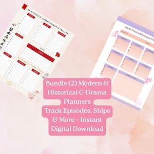 C-Drama Planner Bundle | Modern + Historical Chinese Drama Trackers | Printable Digital PDF for Dorama Fans