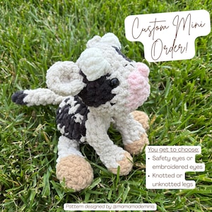 Crochet Mini Black and White Cow Plushie – Handmade Stuffed Cow Toy – Amigurumi Farm Animal – Baby Shower Gift – Nursery Decor