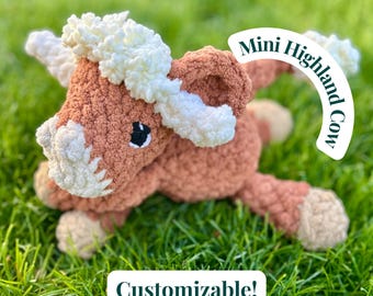 Crochet Highland Cow Plushie | Customizable Farmhouse or Nursery Decor