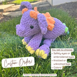 Handmade Crochet Dragon Plushie, CUSTOMIZABLE