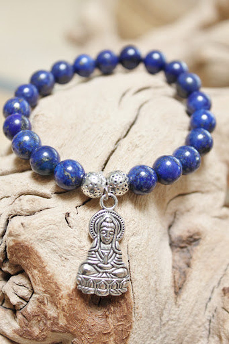 PROSPERITY One unisex Mala stretch bracelet in Lapis Lazuli | Etsy