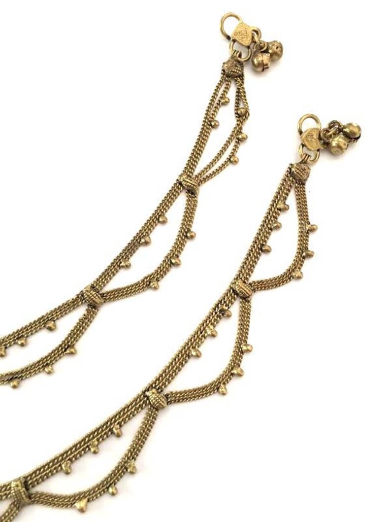Brass anklets Tiny drops Indian Gypsy Dancer Anklets Boho Anklet Beach wedding foot jewelry Vintage Style Brass Plated Jingle Anklet