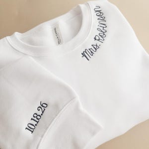 Personalized Future Mrs Last Name Sweatshirt, Embroidered Bride Sweatshirt, Custom Bridal Gift, Engagement Gift for Bride, Bachelorette Gift