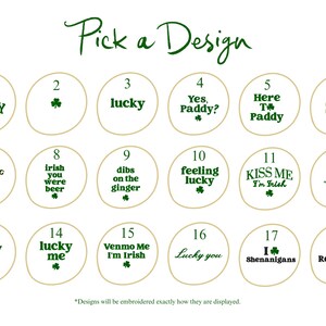 a bunch of buttons that say pick a design