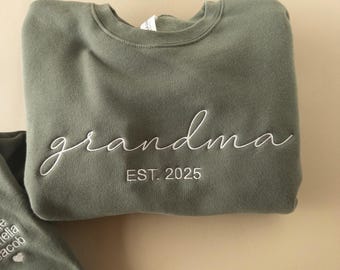 Embroidered Grandma Sweatshirt with Grandkids' Names: Personalized Nana Gift