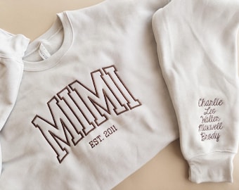 Embroidered Grandma Sweatshirt, Personalized Grandkids Name Pullover, Custom Mimi Gift, Cozy Family Apparel