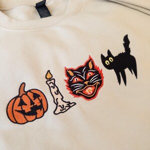 Embroidered Spooky Sweatshirt, Vintage Fall Sweatshirt, Spooky Halloween Sweater, Black Cat Sweatshirt, Retro Pumpkin Fall Sweater image 8