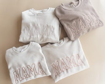 Embroidered Mama Sweatshirt: Personalized Mom Gift with Kids' Names