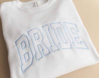 Sudadera de novia bordada: regalo azul para despedida de soltera