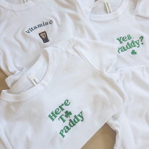 Embroidered Vitamin G St. Patrick's Day Women's Baby Tee image 5