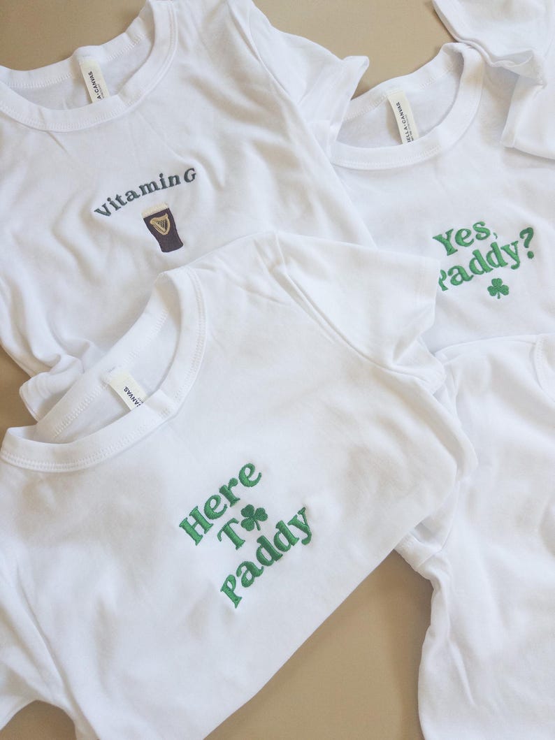 Embroidered Vitamin G St. Patrick's Day Women's Baby Tee image 5