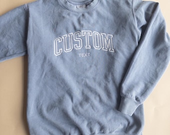Comfort Colors Embroidered Sweatshirt, Embroidered Personalized Gifts, Custom Embroidery, Gift for Grandma, Custom Text Sweatshirt