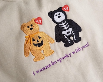 Embroidered Spooky Sweatshirt, Vintage Nostalgic 90s Style Halloween Sweatshirt, Cute Embroidered Fall Sweater, Spooky Season Shirt