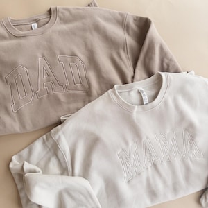 Embroidered Mama and Dad Sweatshirt: Custom Kids Names, New Parent Gift