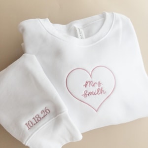 Personalized Mrs Sweatshirt, Engagement Gifts For Her, Bachelorette Gift for Bride, Custom Bridal Shower Gift, Embroidered Bride Sweatshirt