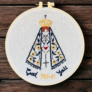 Mother Mary Emroidery,Catholic Embroidery,Virgin Mary Embroidery,Hand Embroidery Design,Embroidery Hoop Art,