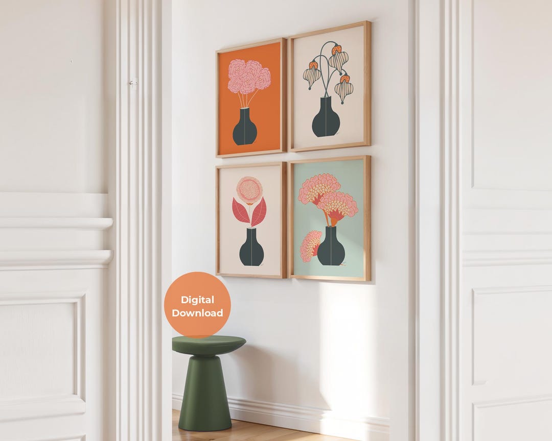 Printable Vase Wall Art Set of 4 | Digital Download | Minimalist ...