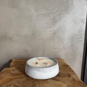 Concrete candle with wooden wick, organic soy wax