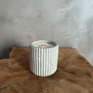 Concrete candle with wooden wick