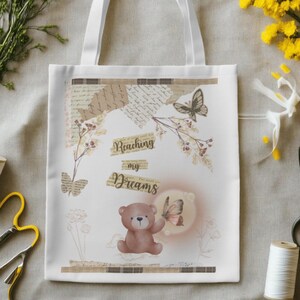 Vintage beren tas | Poëtische en zachte tas | Schattig en hartverwarmend cadeau