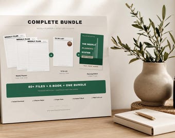 Weekly Planner Bundle + Planning System E-Book | Complete Productivity Bundle | Instant Download PDF