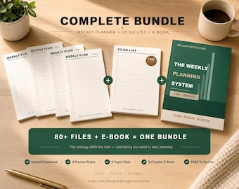 Weekly Planner Bundle + Planning System E-Book | Complete Productivity Bundle | Instant Download PDF