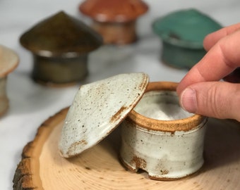 Salt Cellar with lid - handmade pottery salt pinch bowl