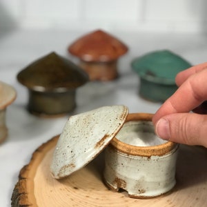 Salt Cellar with lid - handmade pottery salt pinch bowl