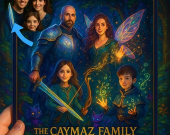 Retrato de fantasía personalizado - Impresión de ilustración familiar mágica personalizada - Impresión gruesa de altísima calidad