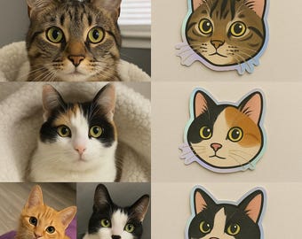 Pegatinas personalizadas para mascotas – Vinilo holográfico – Paquete de 10